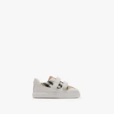 BURBERRY BURBERRY CHILDRENS CHECK AND LEATHER SNEAKERS