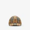 Burberry Childrens Check Cotton Baseball Cap In Brown