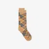 Burberry Childrens Check Cotton Blend Socks In Sand