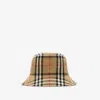 Burberry Childrens Check Cotton Bucket Hat In Brown