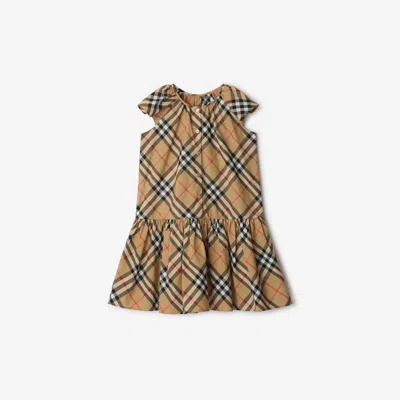 Burberry Kids'  Childrens Check Cotton Dress In Sand