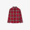 Burberry Check Cotton Flannel Shirt In Red