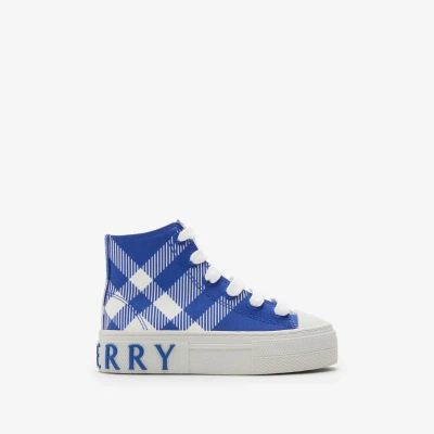 Burberry Childrens Check Cotton High-top Sneakers In Knight