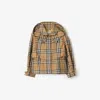 Burberry Check Cotton Hooded Trench Jacket In Brown