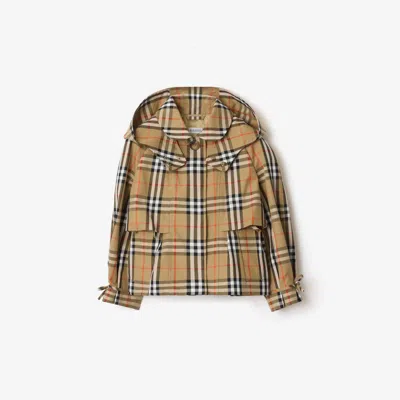 BURBERRY BURBERRY CHILDRENS CHECK COTTON HOODED TRENCH JACKET