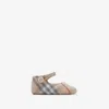 Burberry Beige Comb Baby Taylor Check-print Cotton-canvas Crib Shoe In Pale Stone