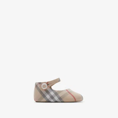 BURBERRY BURBERRY CHILDRENS CHECK COTTON MARY JANE FLATS