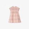 Burberry Girl's Rose Check Smocked Poplin Cap-sleeve Dress