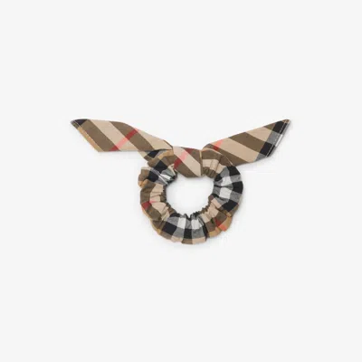 Burberry Childrens Check Cotton Scrunchie In Sand