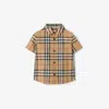 Burberry Check Poplin Shirt Kids In Brown
