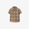 Burberry Check Poplin Shirt Kids In Brown
