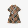 Burberry Checked Cotton Shirtdress In Sand