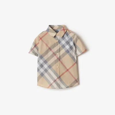 Burberry Kids' Kb5 Owen Ss Ps B Chk In Pale Stone