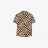 Burberry Childrens Check Cotton Shirt In Sand