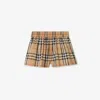 Burberry Childrens Check Cotton Shorts In Brown