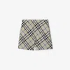 Burberry Boy's Oscar Check-print Shorts In Lichen