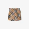Burberry Childrens Check Cotton Shorts In Sand