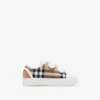 Burberry Childrens Check Cotton Sneakers In Brown
