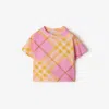 Burberry Childrens Check Cotton T-shirt In Carnation Pink