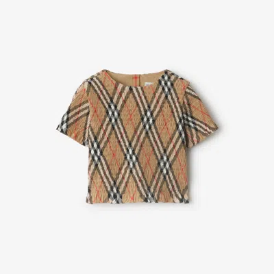 Burberry Kids'  Childrens Check Cotton Top In Sand