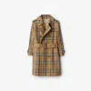 Burberry Check Cotton Twill Trench Coat In Brown