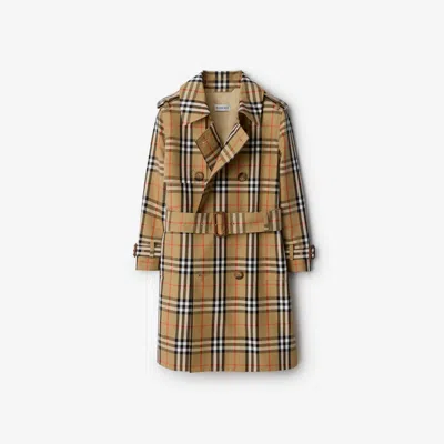 BURBERRY BURBERRY CHILDRENS CHECK COTTON TWILL TRENCH COAT