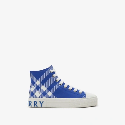 Burberry Childrens Check Gabardine High-top Sneakers In Knight