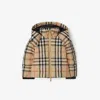 Burberry Childrens Check Hooded Puffer Jacket In Neutral