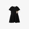 Burberry Check Label Cotton Dress In Black