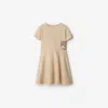 Burberry Check Label Cotton Dress In Calico