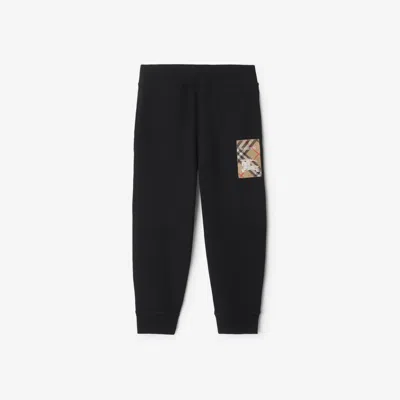Burberry Kids'  Childrens Check Label Cotton Jogging Pants In Black