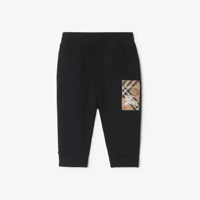 Burberry Kids'  Childrens Check Label Cotton Jogging Pants In Black