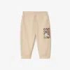 Burberry Childrens Check Label Cotton Jogging Pants In Calico
