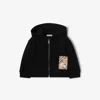 Burberry Check Label Cotton Zip Hoodie In Black