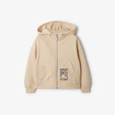 Burberry Kids'  Childrens Check Label Cotton Zip Hoodie In Calico