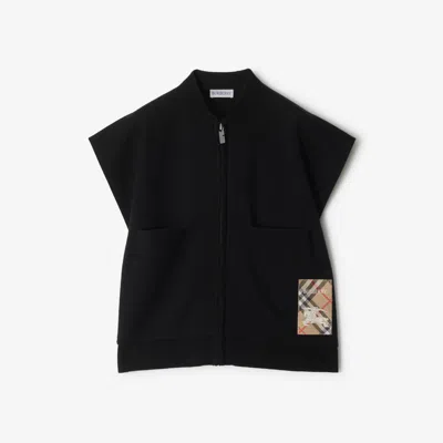 Burberry Kids'  Childrens Check Label Wool Blend Cape In Black