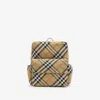 Burberry Childrens Check Nylon Backpack In Sand