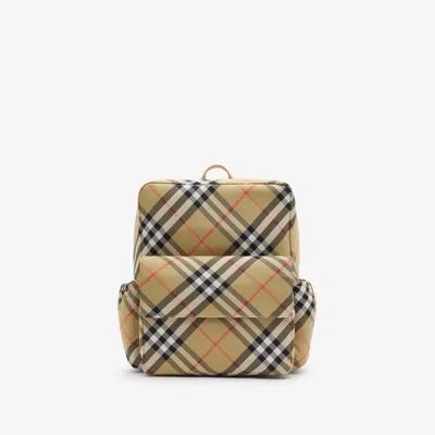 Burberry Childrens Check Nylon Backpack In Burgundy