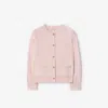 Burberry Check Patch Wool Cashmere Cardigan In Pink