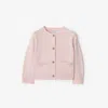 Burberry Childrens Check Patch Wool Cashmere Cardigan In Pink