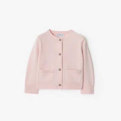 Burberry Kids'  Childrens Check Patch Wool Cashmere Cardigan In Pink