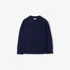 Burberry Check Patch Wool Cashmere Sweater In Blue