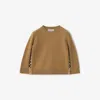 Burberry Childrens Check Patch Wool Cashmere Sweater In Brown