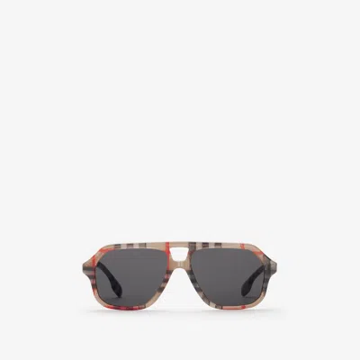 Burberry Childrens Check Pilot Sunglasses In Antique Yellow
