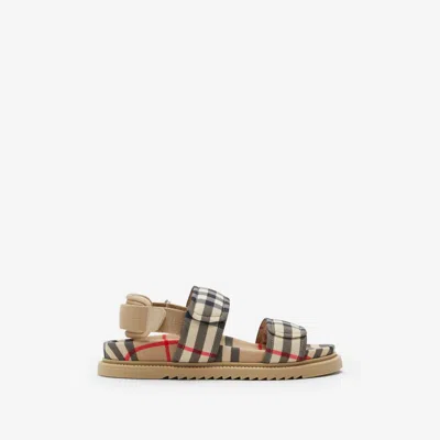 Burberry Childrens Check Sandals In Archive Beige