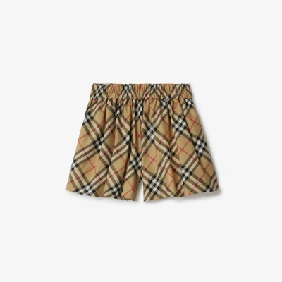 Burberry Kids'  Childrens Check Stretch Cotton Shorts In Archive Beige