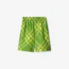 Burberry Checked Elasticated-waist Swim Shorts In Bright Sorrel