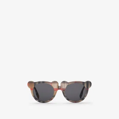 Burberry Childrens Check Teddy Bear Sunglasses In Antique Yellow
