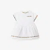 Burberry Childrens Check Trim Cotton Dress With Bloomers In White