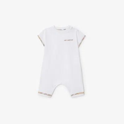 Burberry Childrens Check Trim Cotton Playsuit